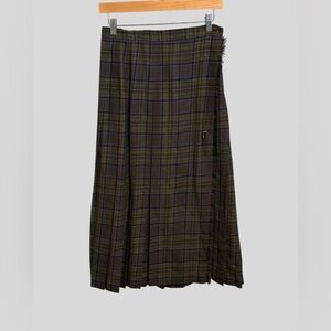 Vintage John Meyer 100% Wool Tartan Plaid Midi Skirt | Made in USA | Size 8